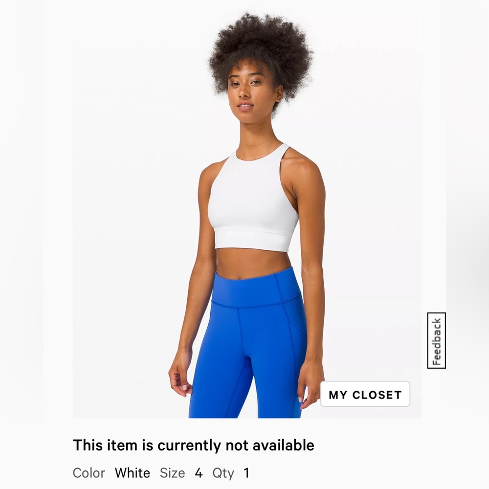 Lululemon Energy High-Neck Longline Bra - White Sz 4